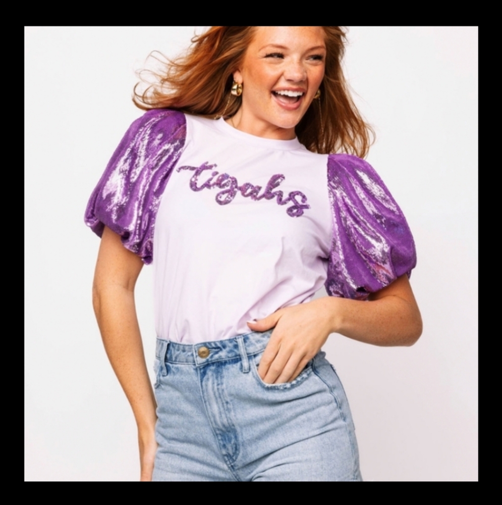NEW Queen Of Sparkles LSU Game Day Top - Picture 2 of 2